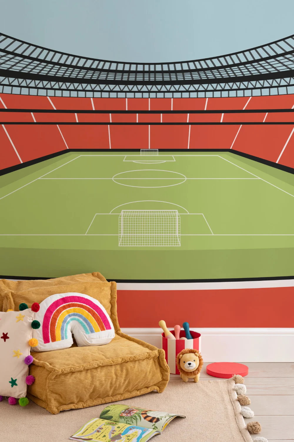 Kids Red Soccer Stadium Mural