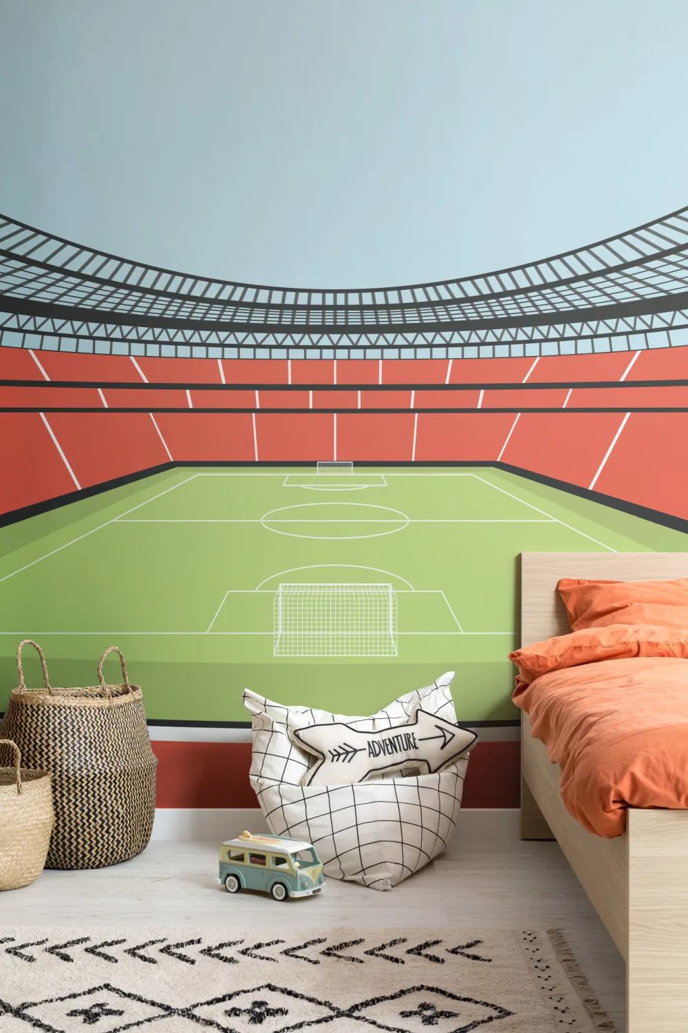 Kids Red Soccer Stadium Mural