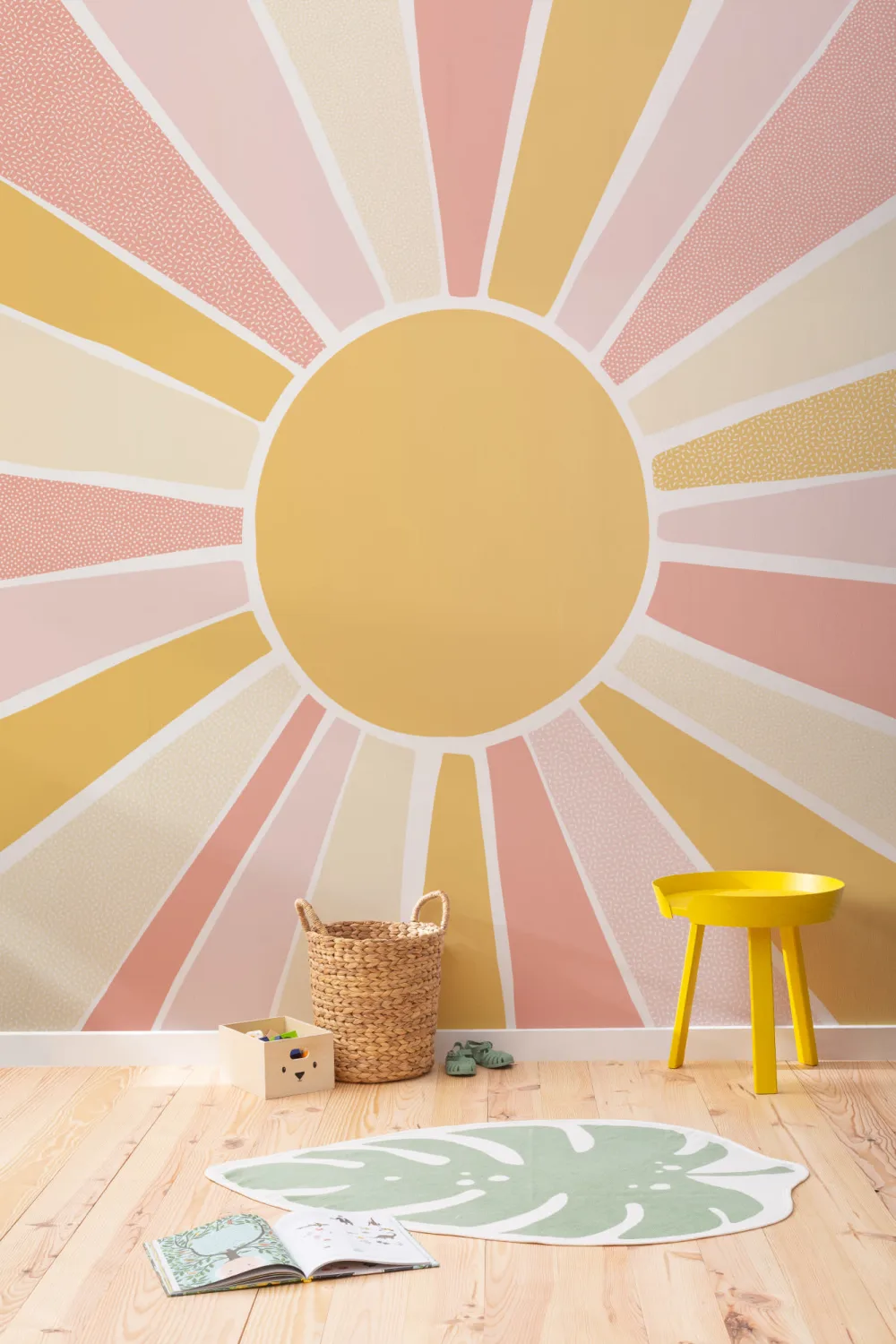 Kids Pink Boho Block Sunshine Mural