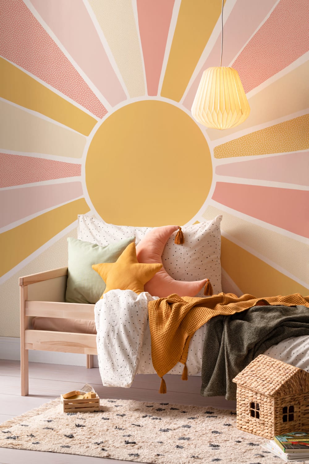 Kids Pink Boho Block Sunshine Mural