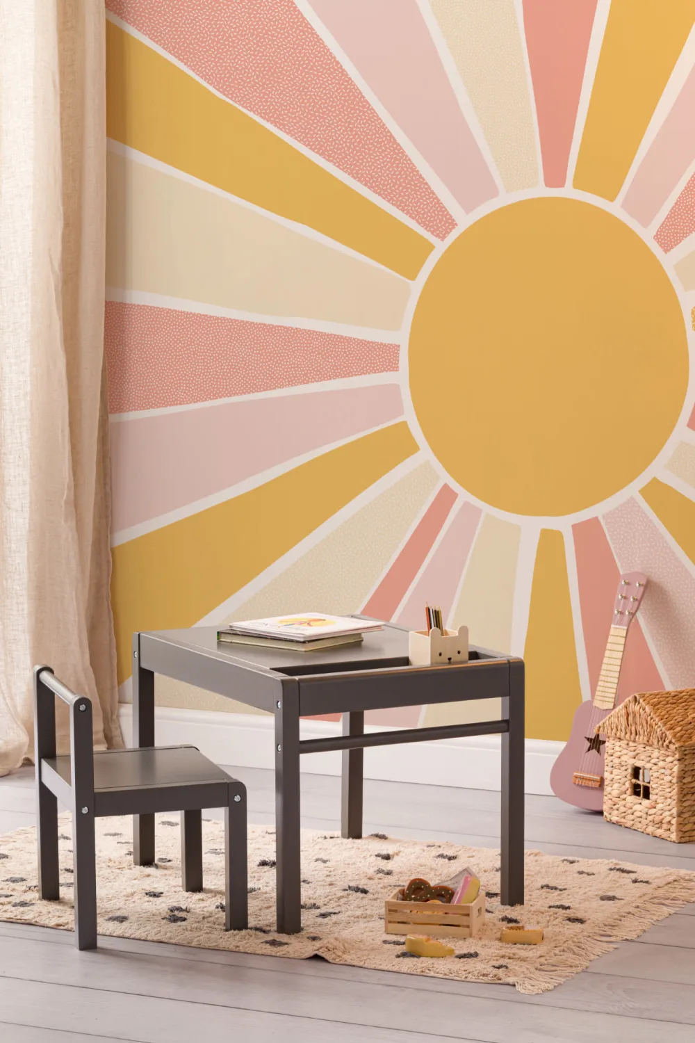 Kids Pink Boho Block Sunshine Mural