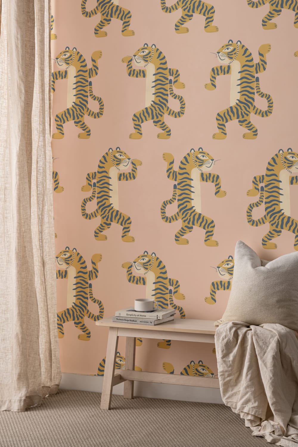 Pink Dancing Tiger Mural