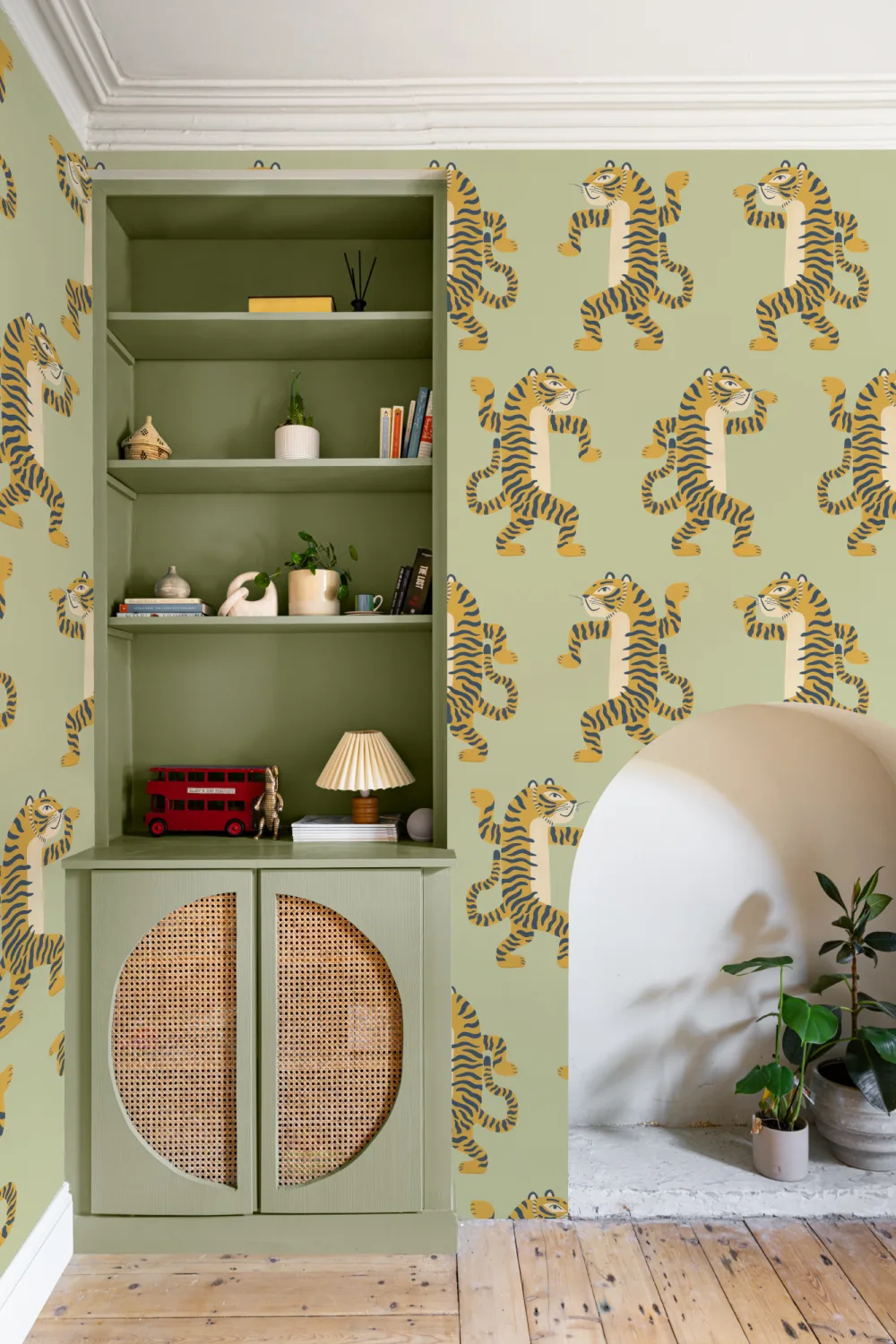 Green Dancing Tiger Mural