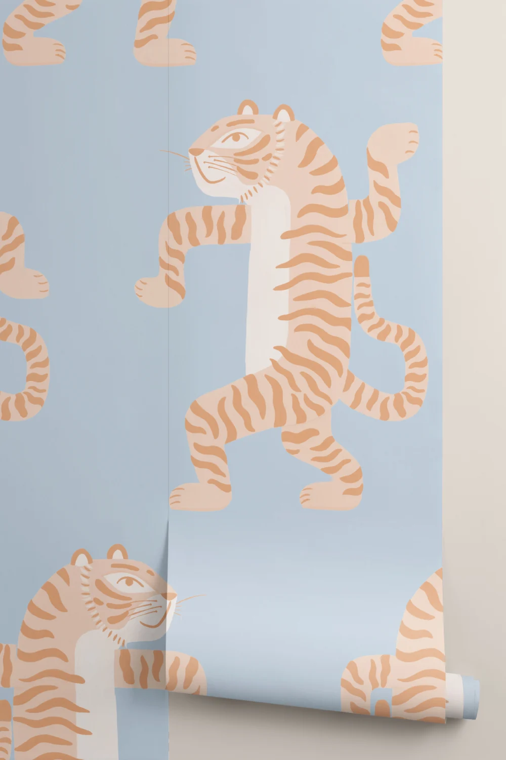 Portocaliu și albastru Dancing Tiger murale