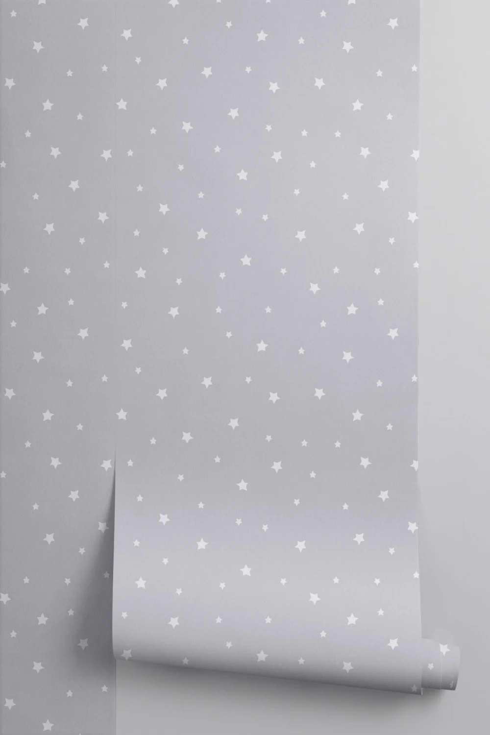Gray & White Small Stars Repeat Pattern Wallpaper