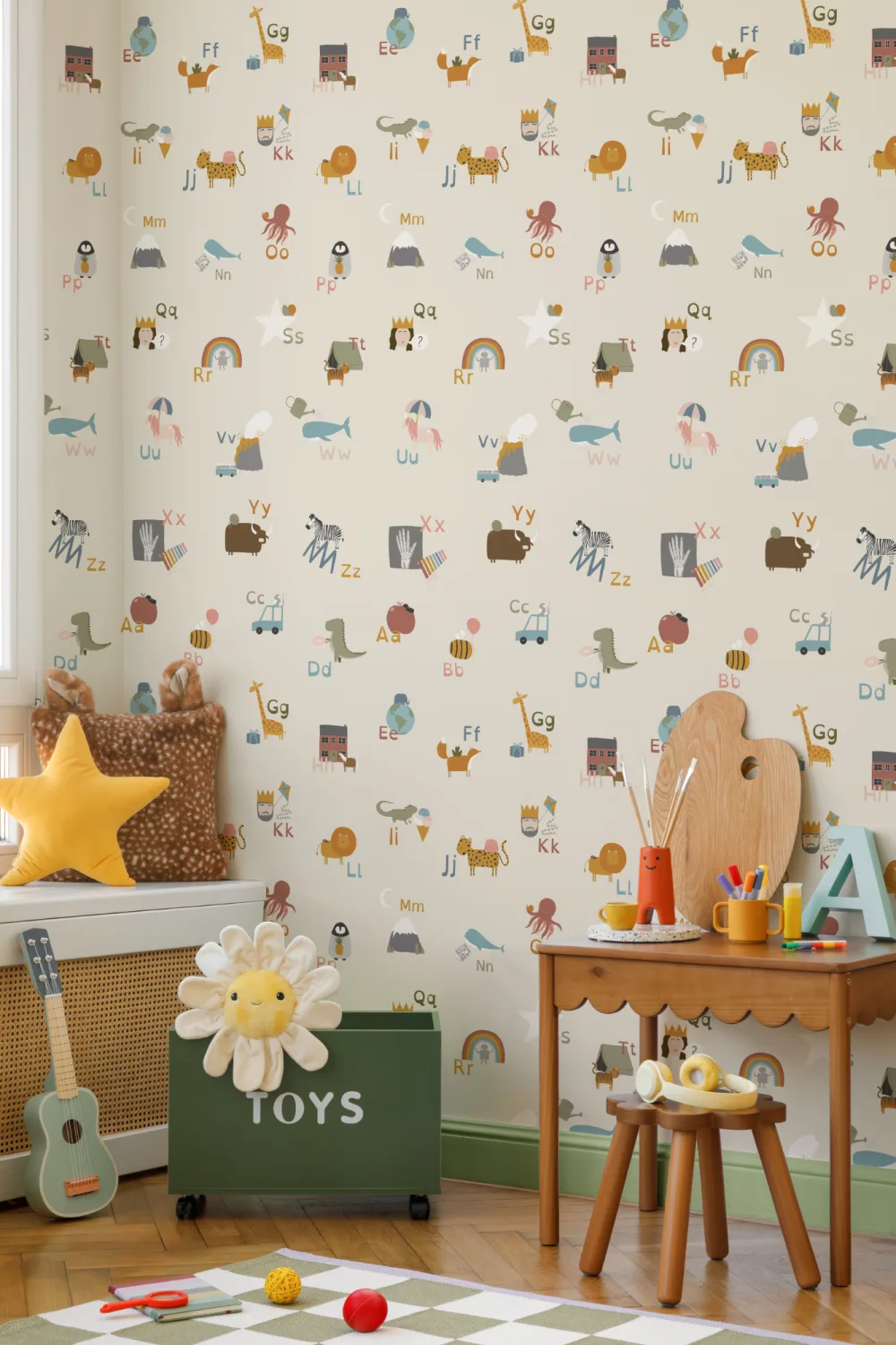 Kids Cute Alphabet Learning Repeat Pattern Wallpaper