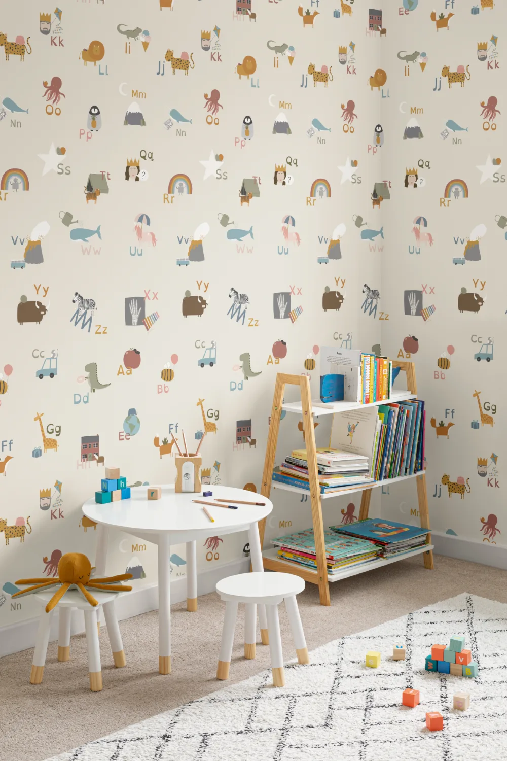 Kids Cute Alphabet Learning Repeat Pattern Wallpaper