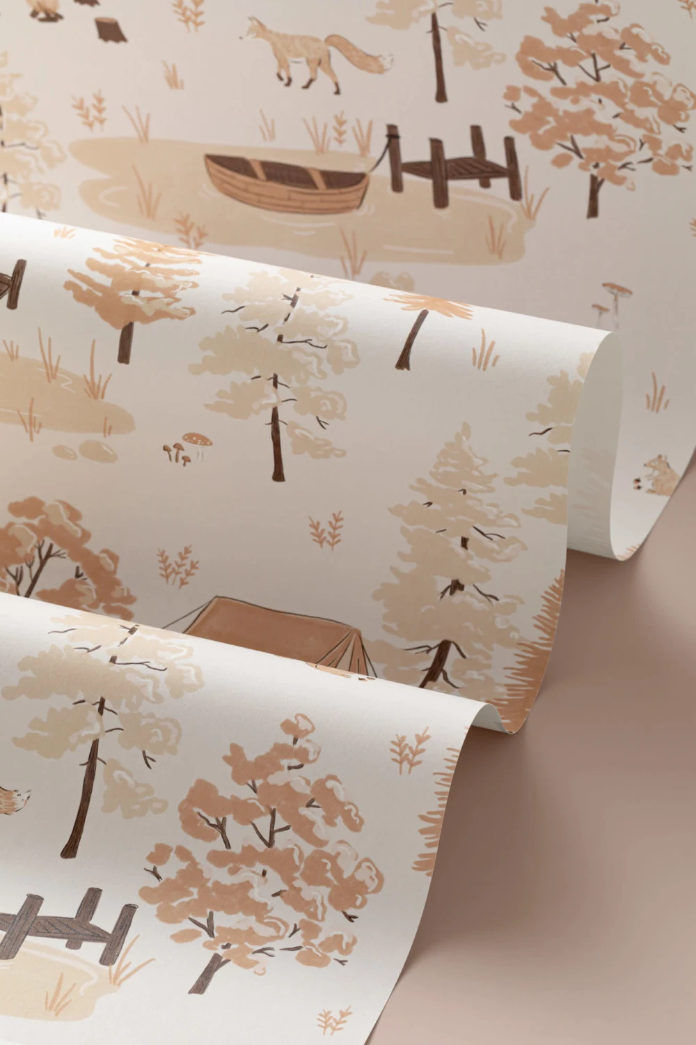 Copii Woodland Camping repeta model de tapet