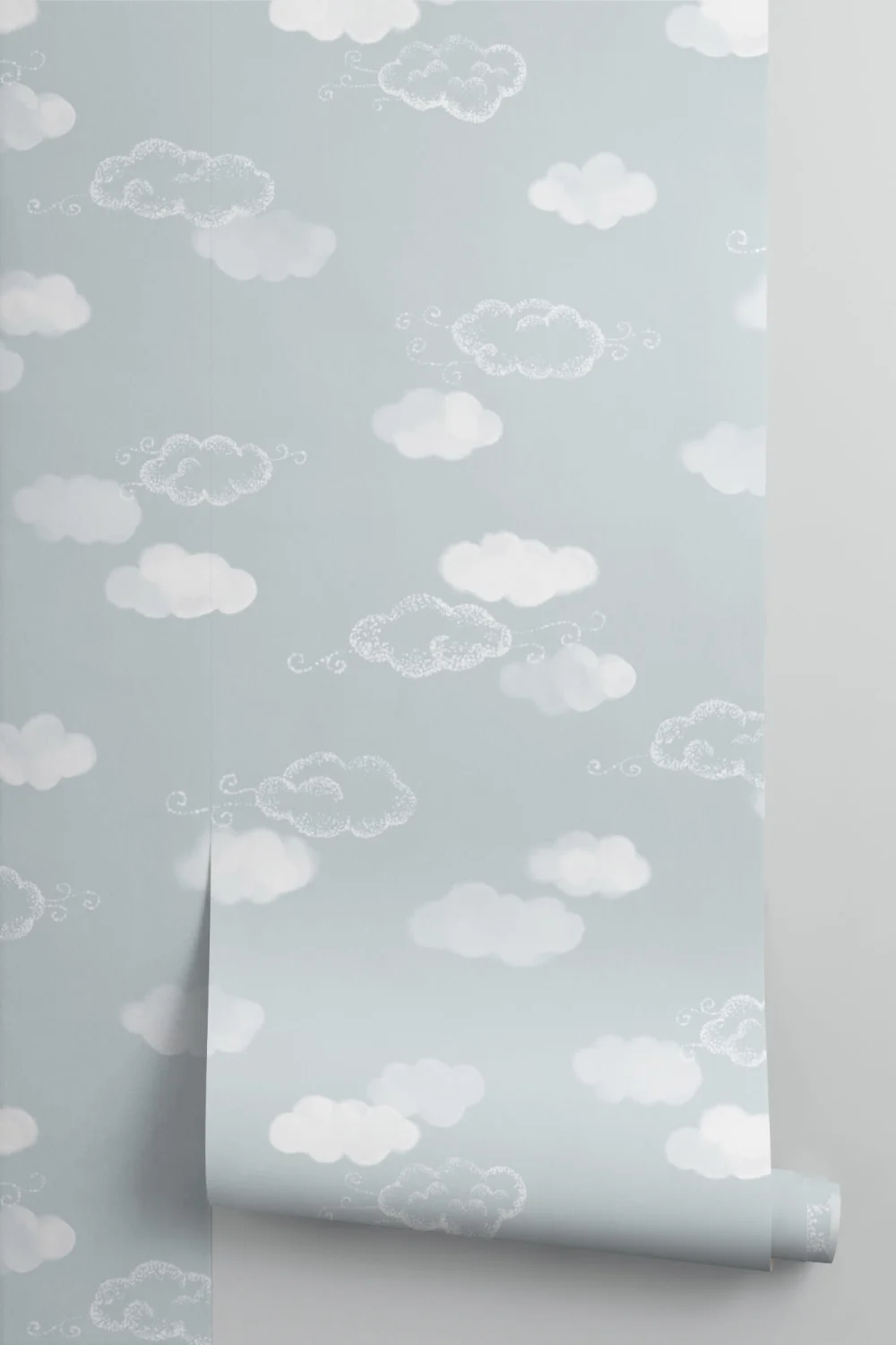 Carta da parati con nuvolette in azzurro