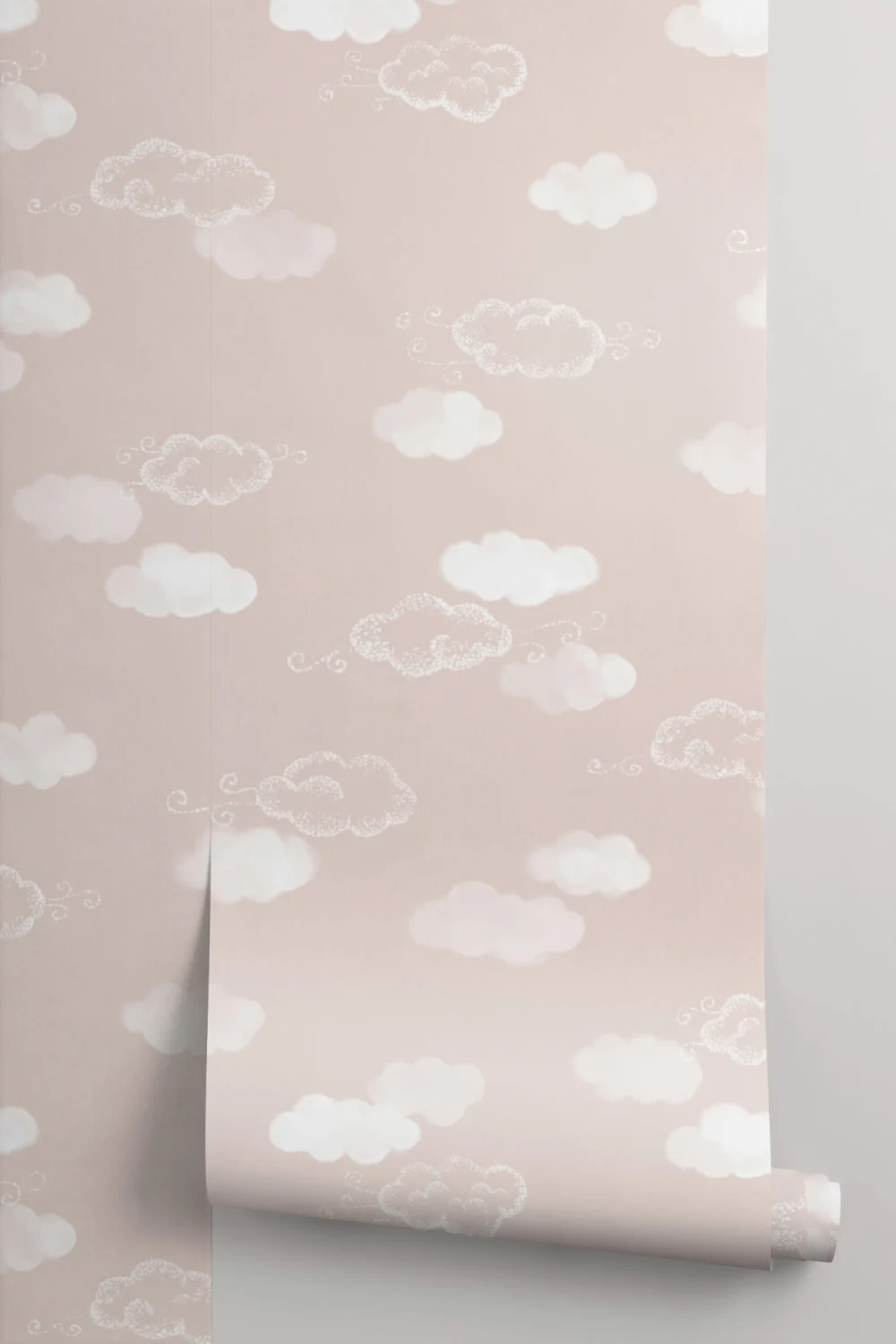Cute Clouds Pink Repeat Pattern Wallpaper