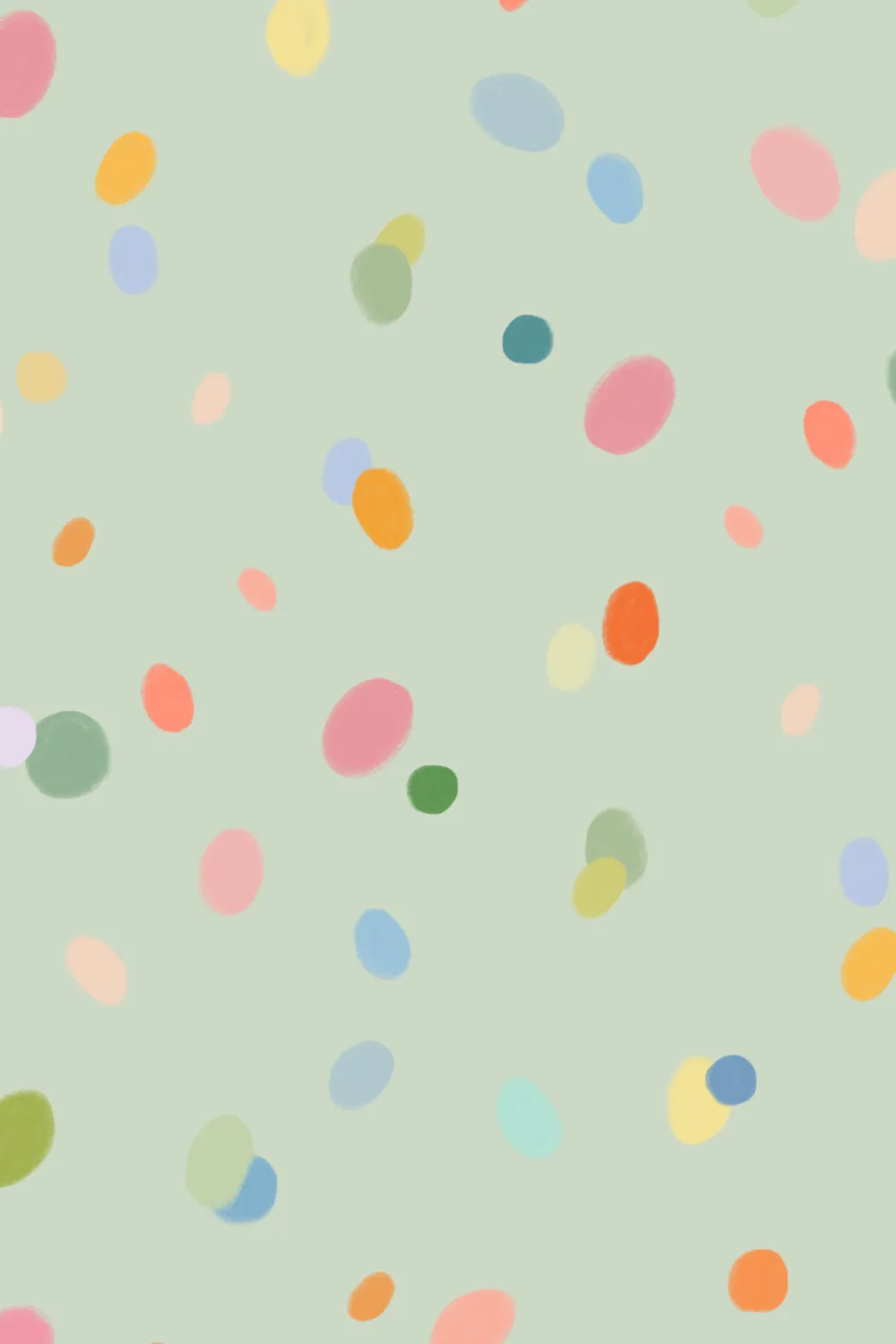Hand Drawn Pastel Multicolor Spots Green Wallpaper
