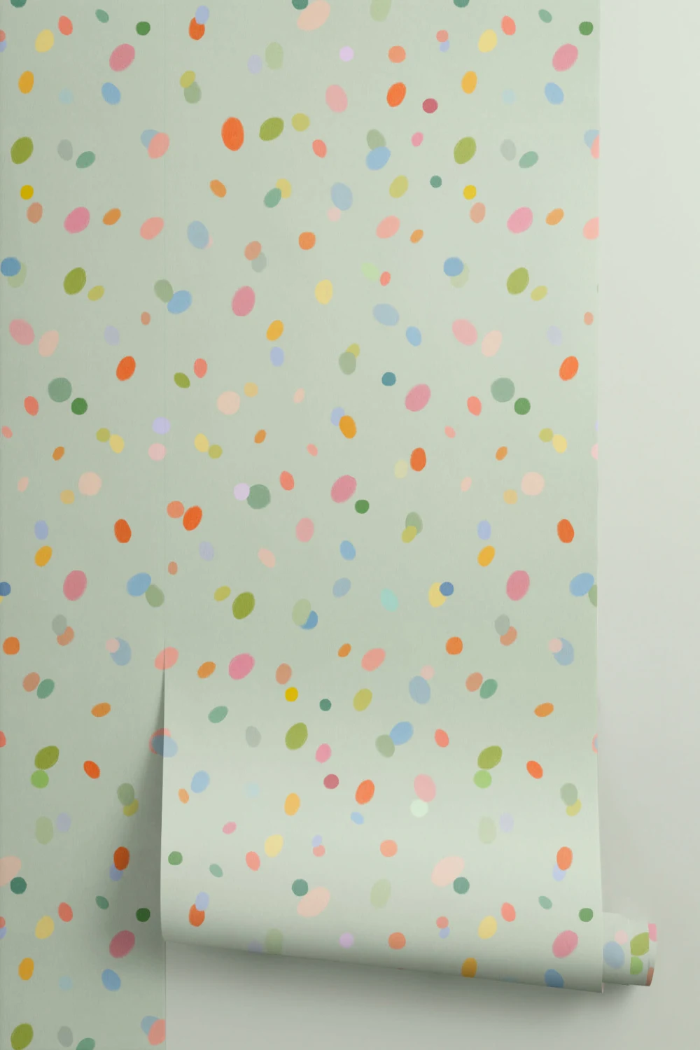 Hand Drawn Pastel Multicolor Spots Green Wallpaper