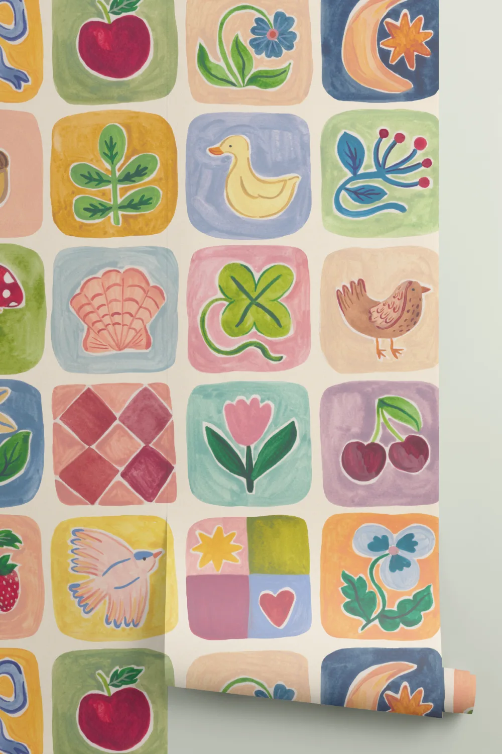 Multicolor Grillige Patchwork Kinderen’s Muurschildering