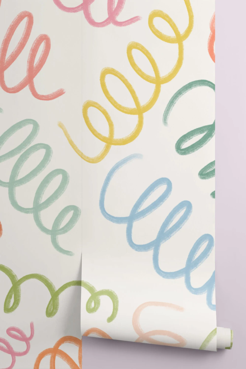 Multicolor Spring  Style Squiggles White Wall Mural