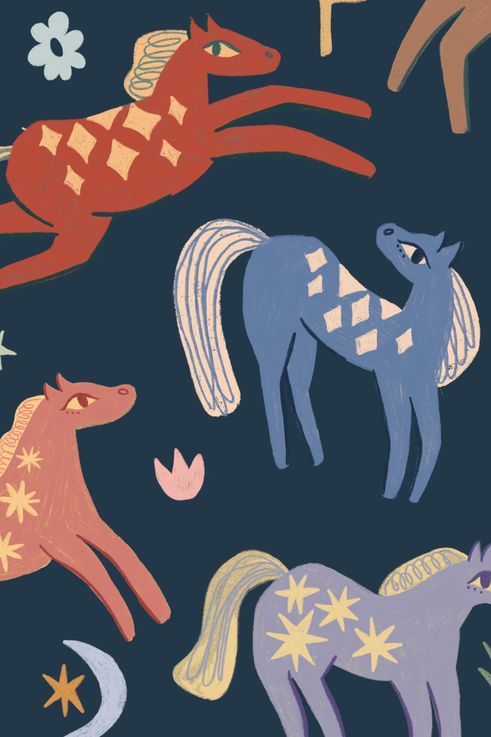 Mural infantil multicolor Playful Pony Animal Delight