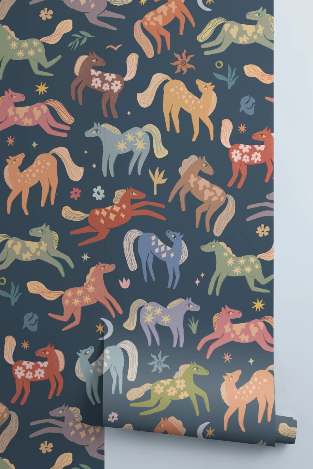 Mural infantil multicolor Playful Pony Animal Delight