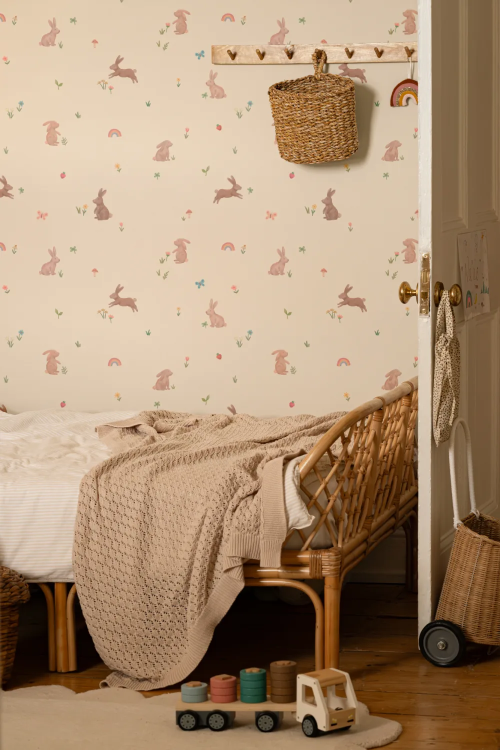 Kids’ Soft Multicolour Bunny Playful Pattern Wallpaper