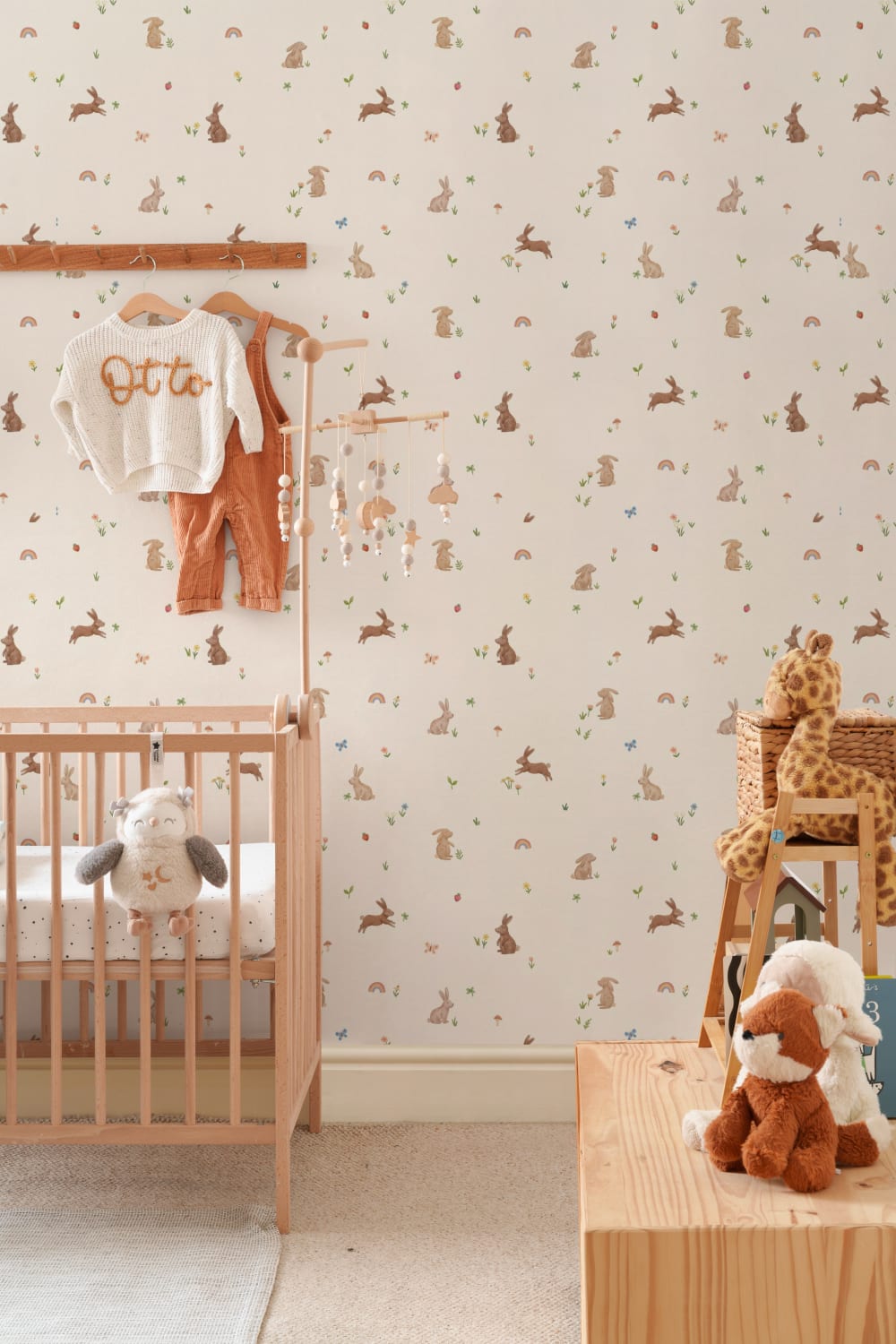 Kids’ Soft Multicolour Bunny Playful Pattern Wallpaper