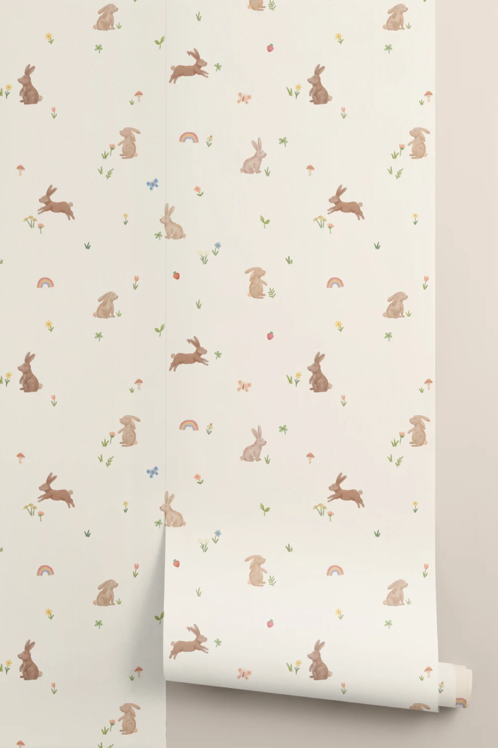 Kids’ Soft Multicolour Bunny Playful Pattern Wallpaper