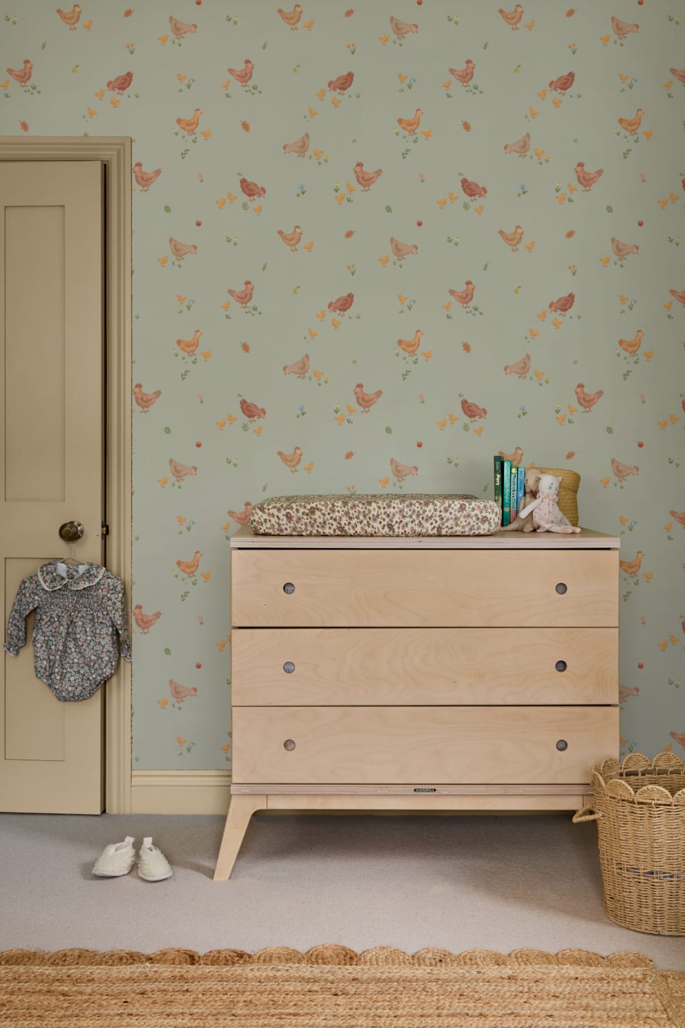 Light Green Farm Animal Kids Mural for Playful Spaces