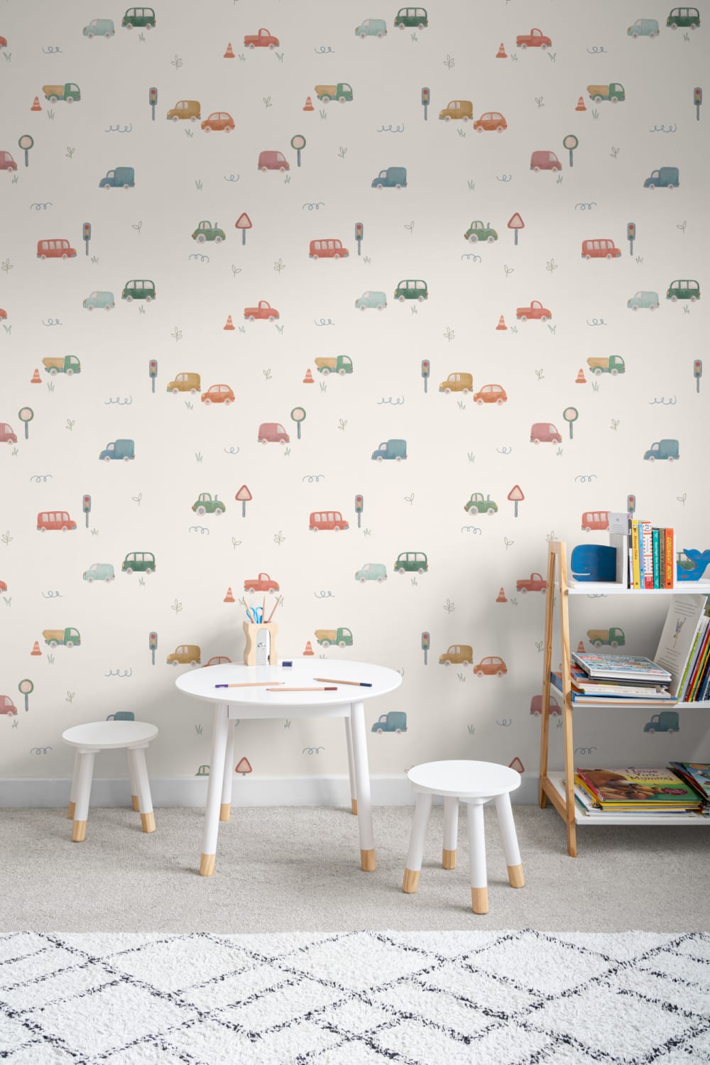 Multicolor Roadtrip Vehicles Kids' Pattern Adventure Mural