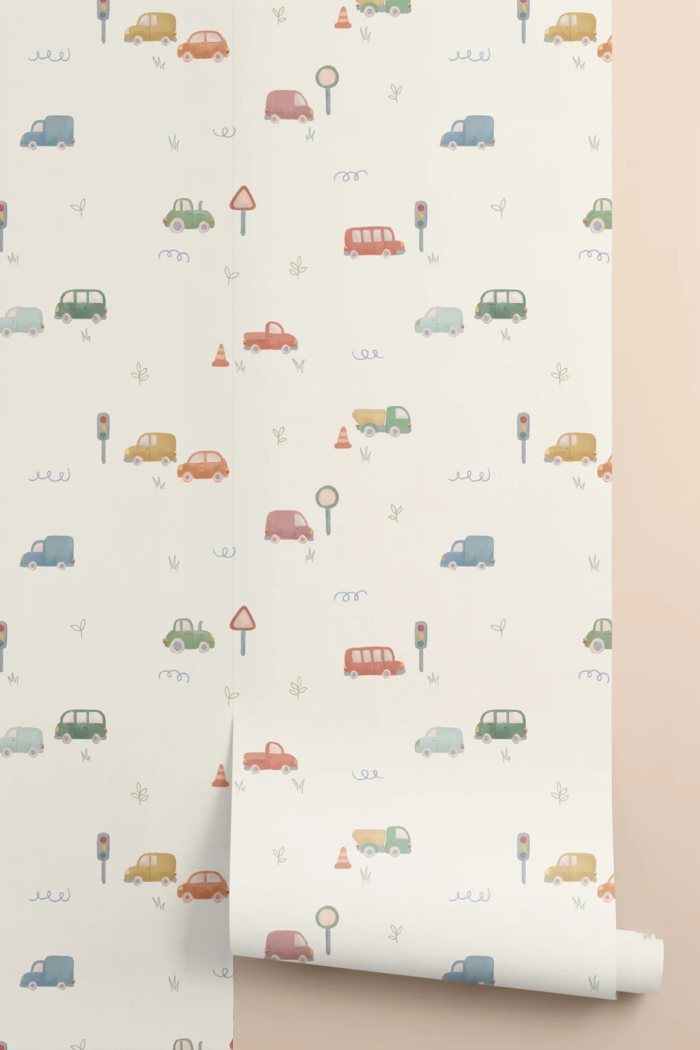 Multicolor Roadtrip Vehicles Kids' Pattern Adventure Mural