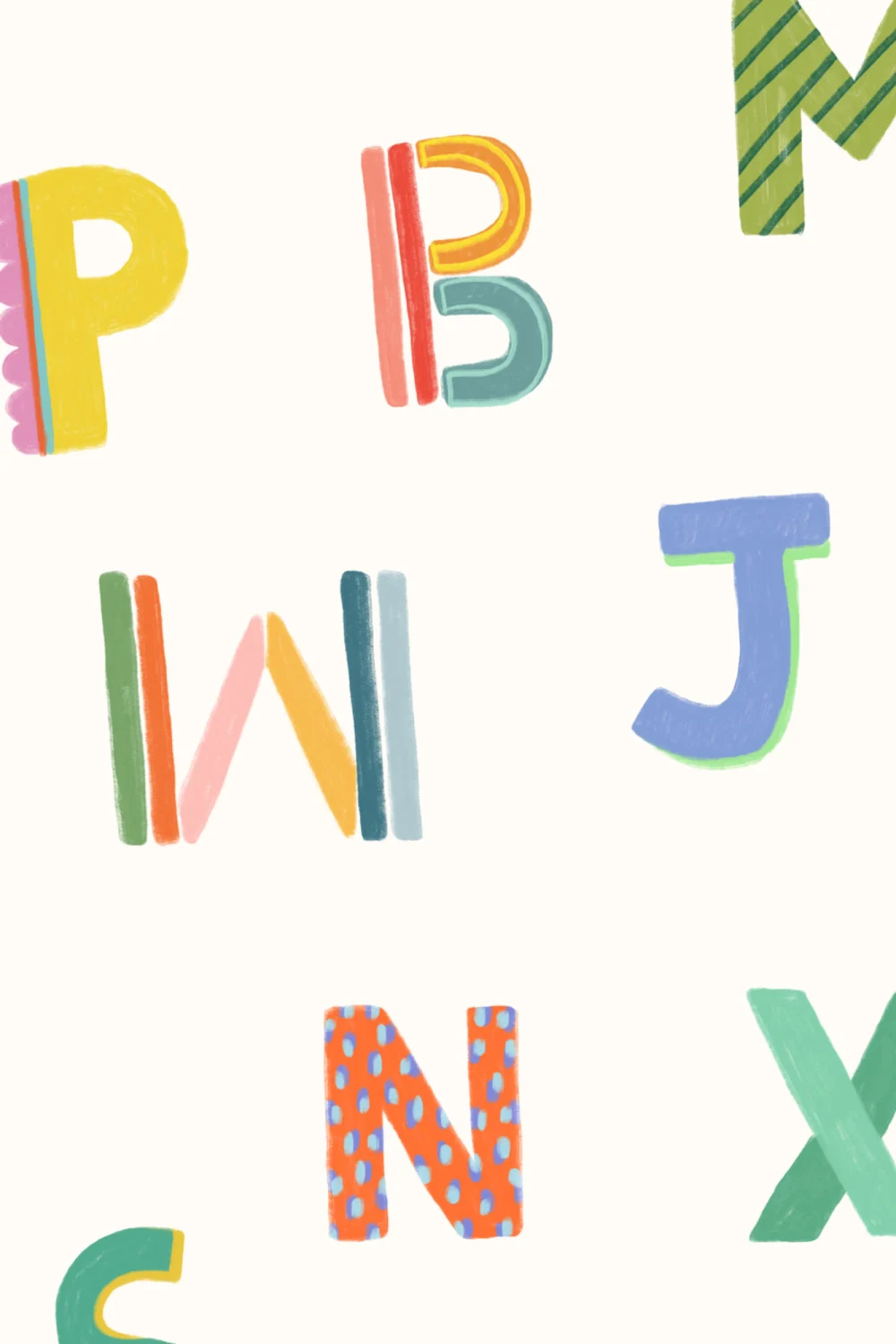 Colorful Kids Alphabet Wallpaper