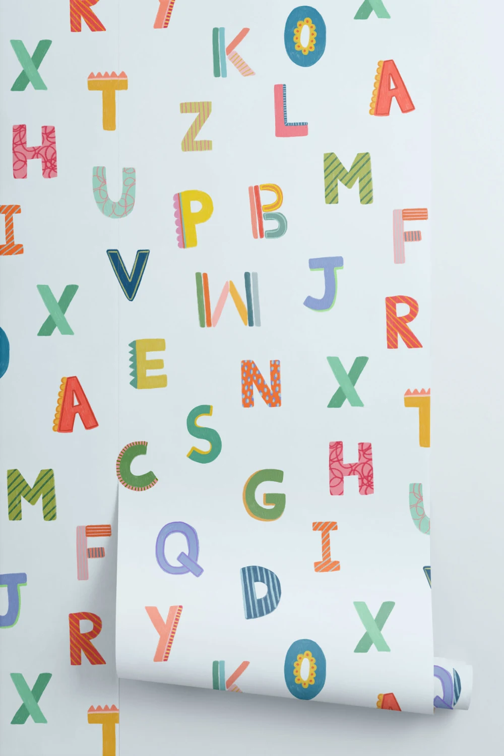 Blue Colorful Kids Alphabet Wallpaper