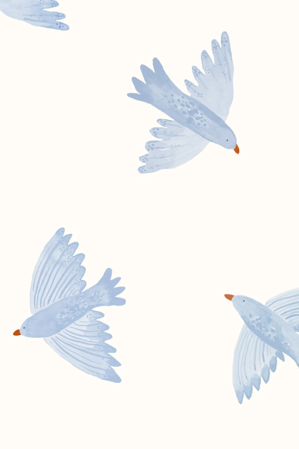 Blue Watercolor Flying Birds Wallpaper