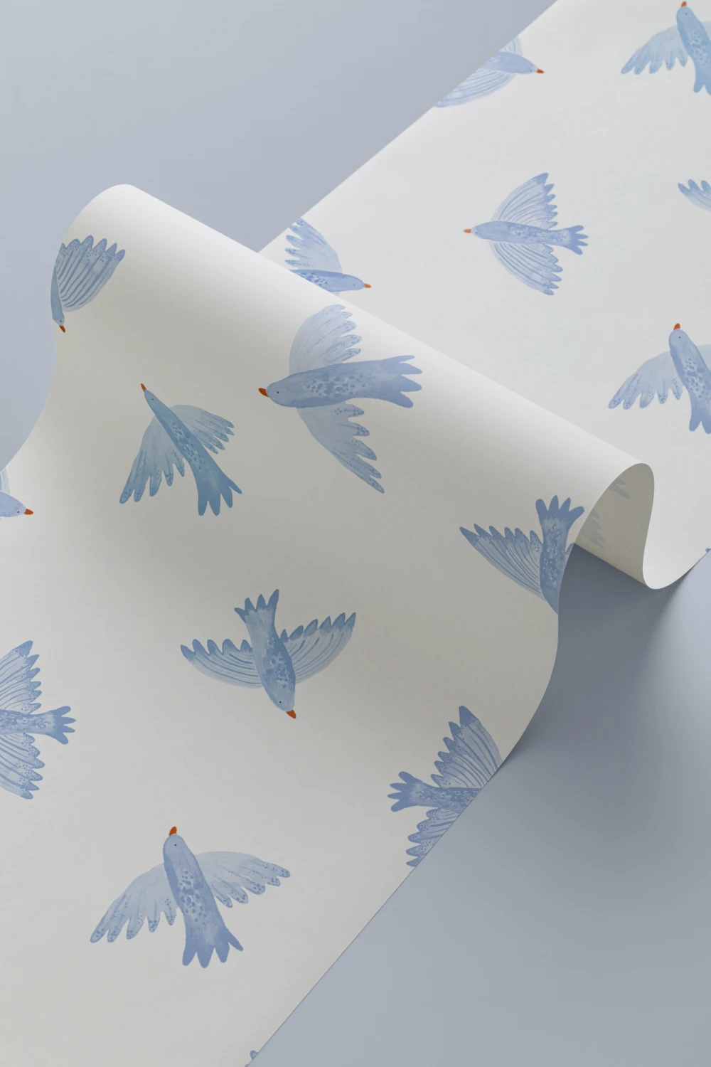 Blue Watercolor Flying Birds Wallpaper