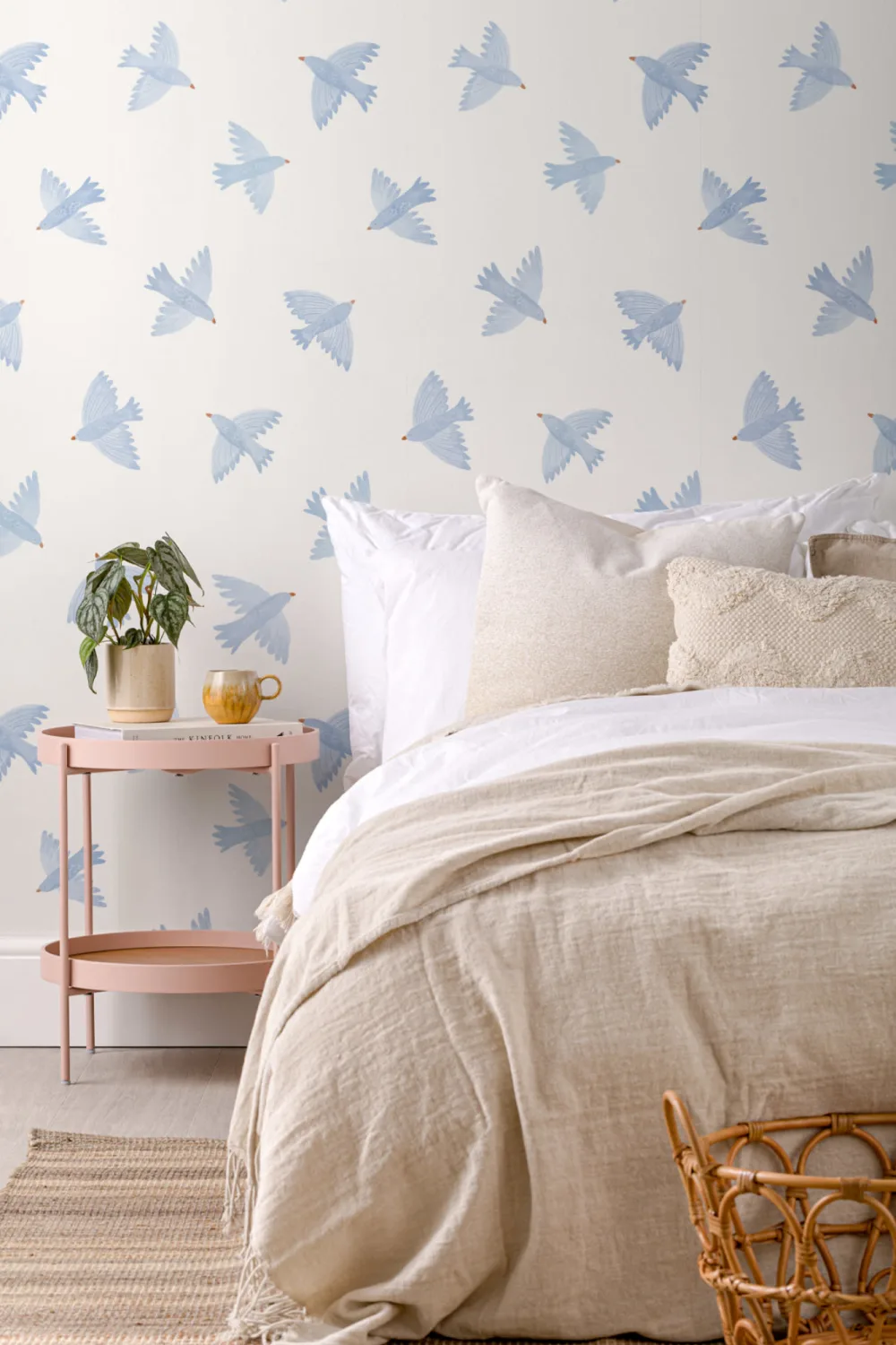 Blue Watercolor Flying Birds Wallpaper