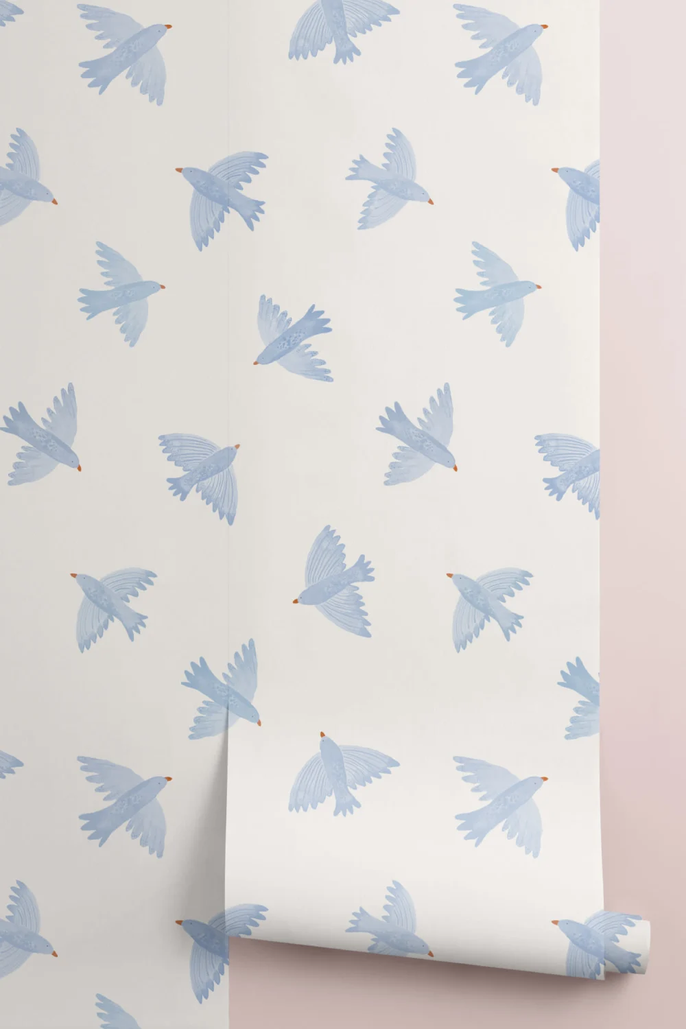 Blue Watercolor Flying Birds Wallpaper