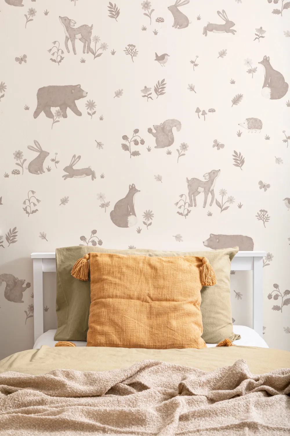 Mural Neutral Crianças Animais Fofos da Floresta