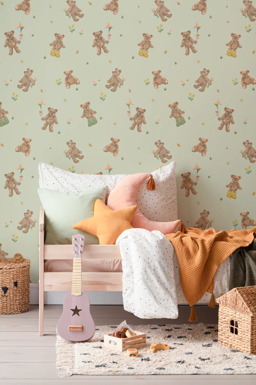 Papier peint Motif mignon en peluche pour enfants Sage