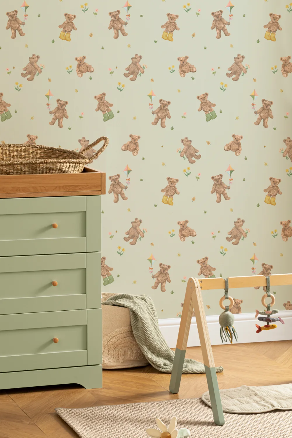 Papier peint Motif mignon en peluche pour enfants Sage