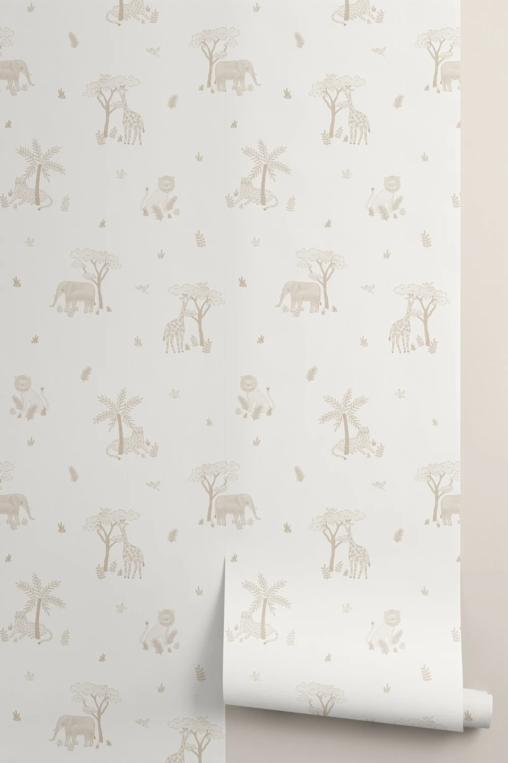 Neutru ilustrat colorat Safari animale tapet