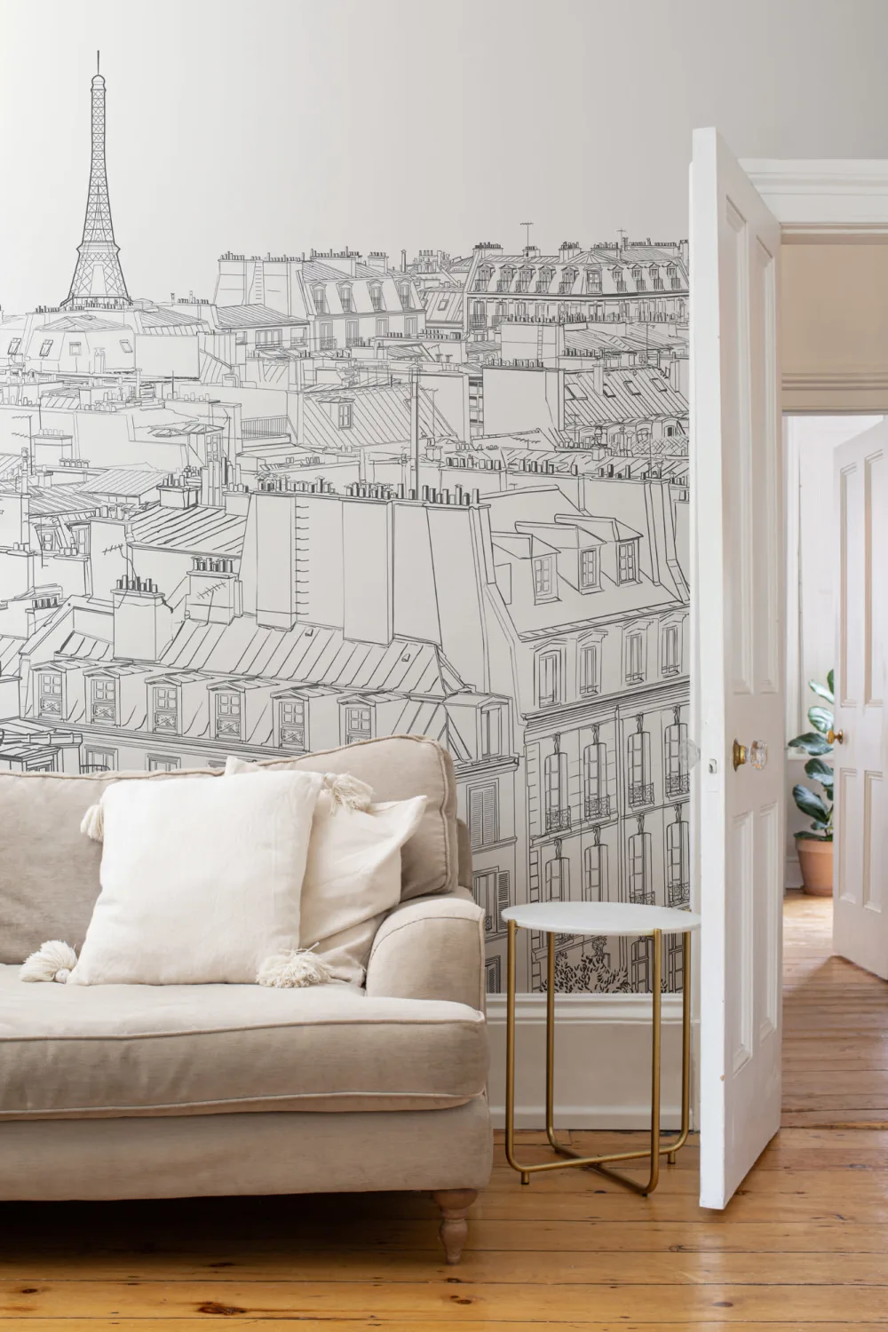 Paris Rooftop Illustration Wallpaper Mural