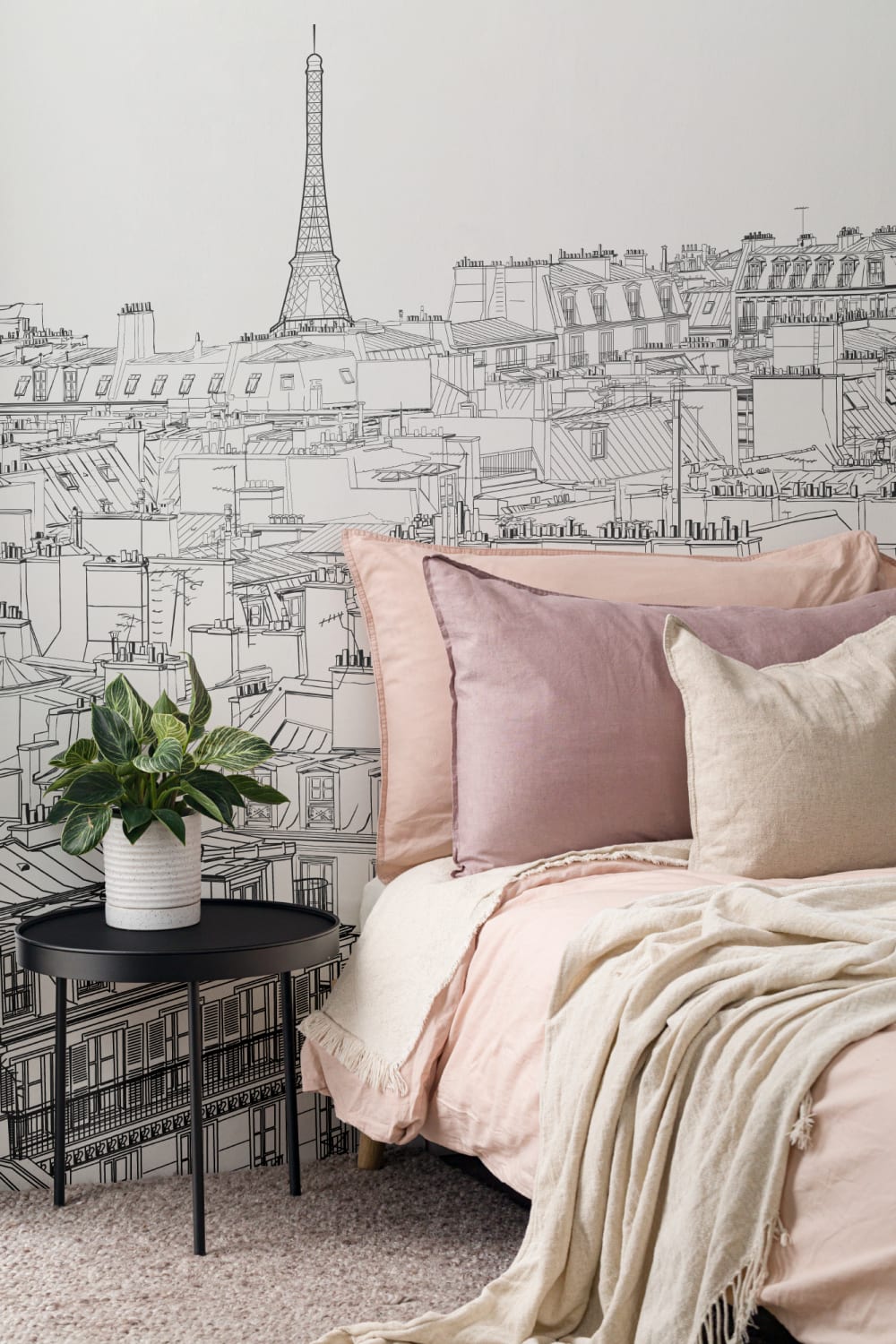 Paris Rooftop Illustration Wallpaper Mural