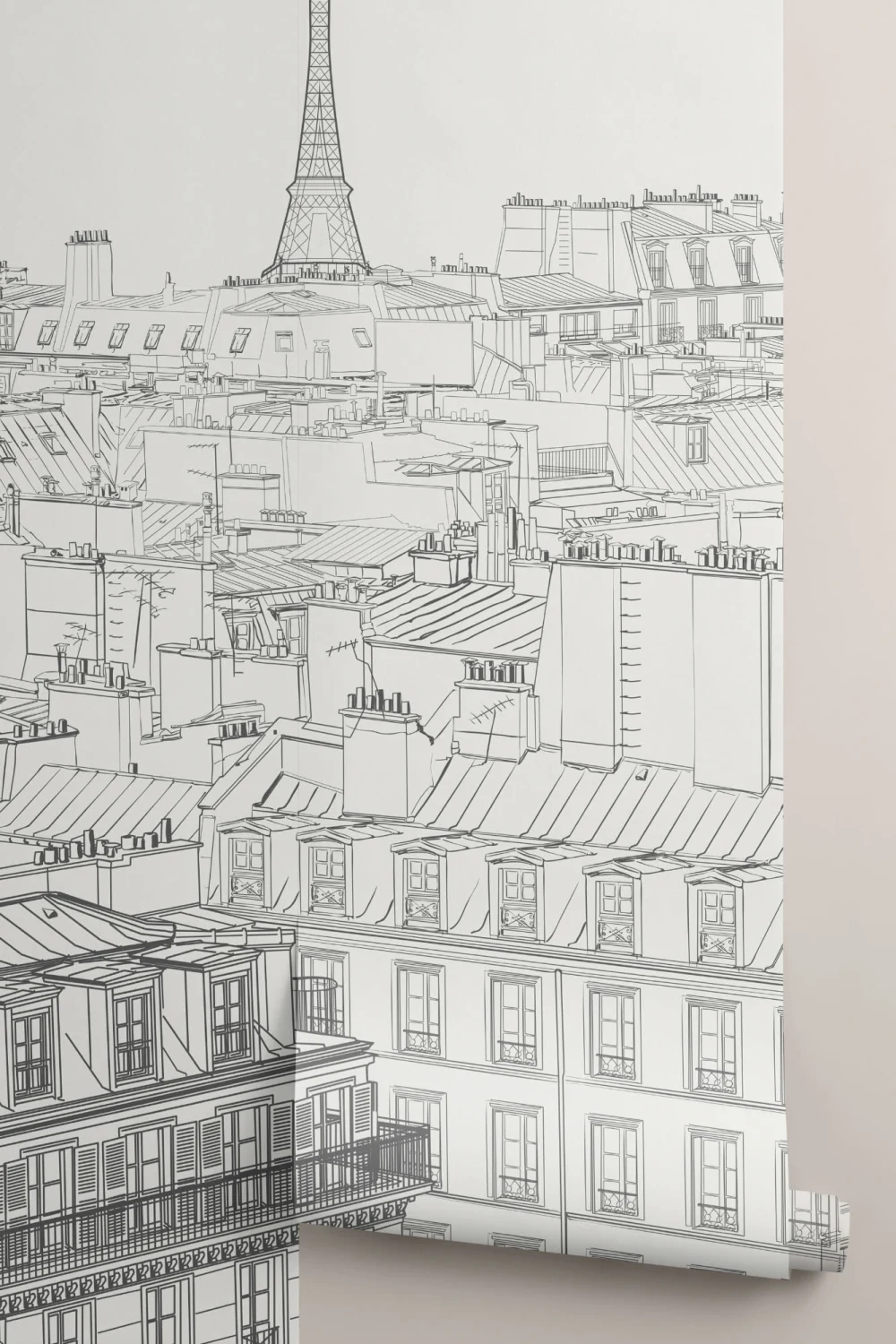 Paris Rooftop Illustration Wallpaper Mural