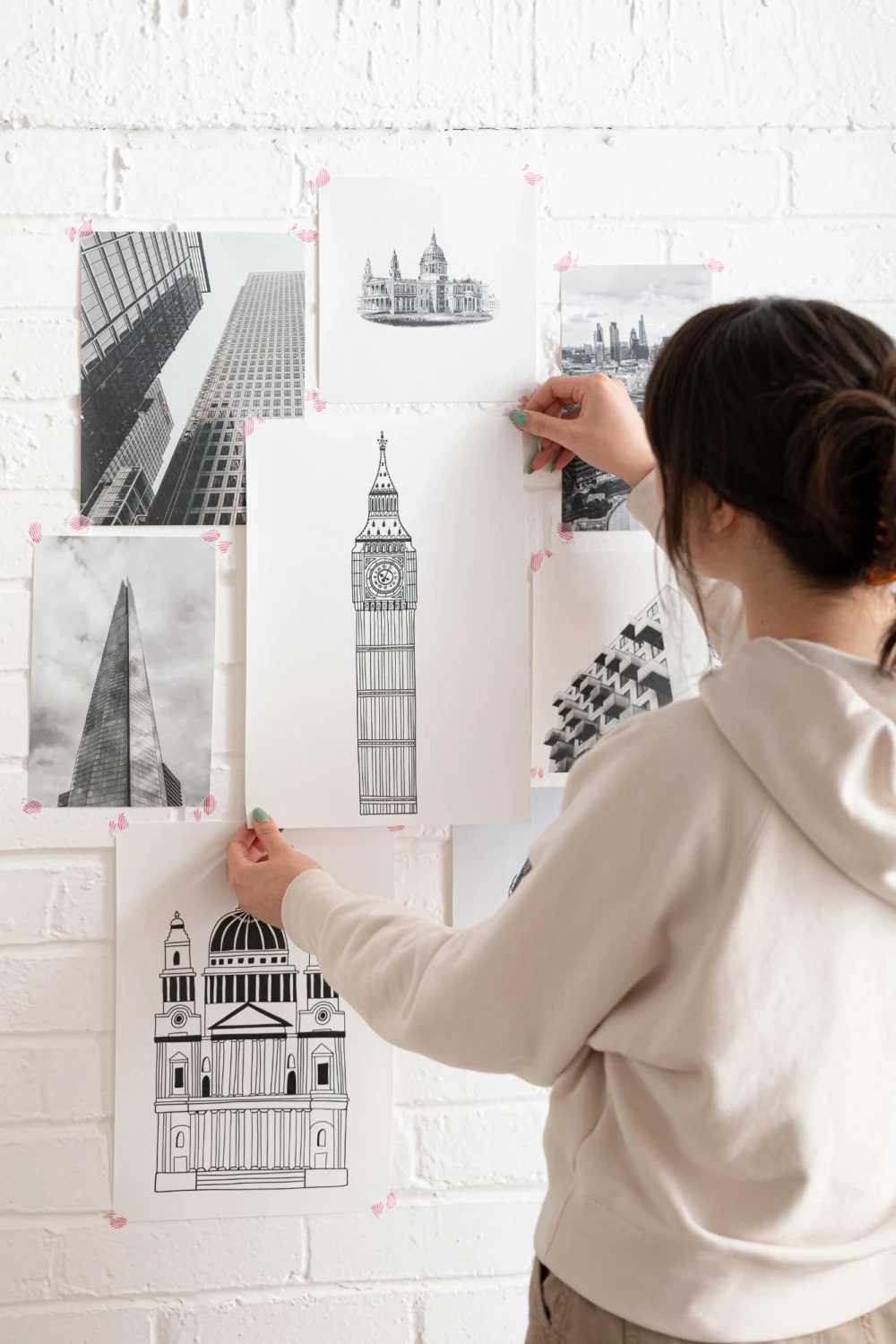 Carta da Parati Londra con Monumenti in Bianco e Nero