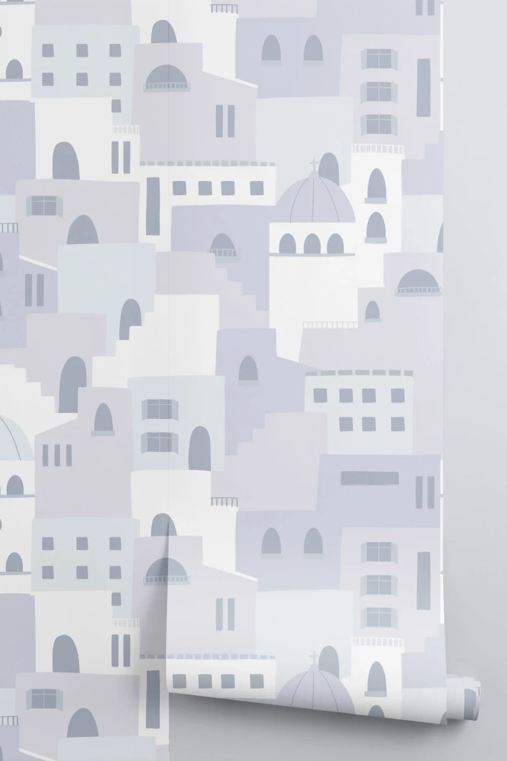 Blue Architecture House Pattern Wallpaper Mural