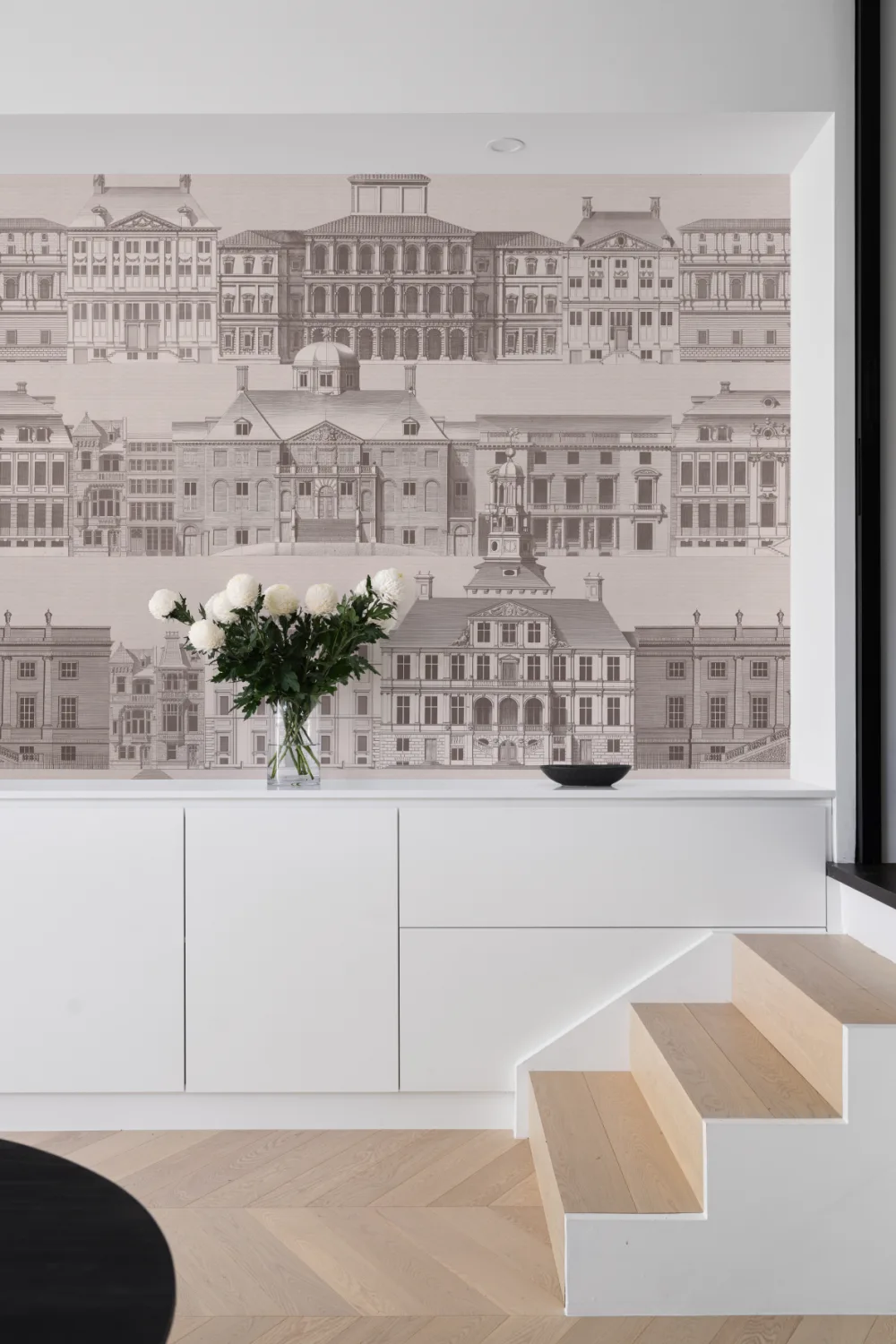 Metropolis grå arkitektonisk fototapet av Jan Matthysz og Pieter Jansz Post