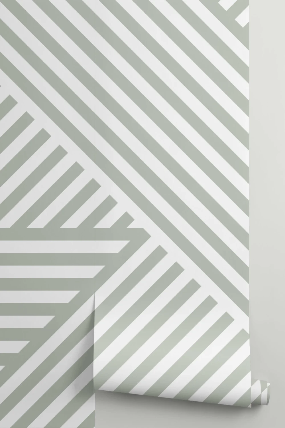 Sage Divert Striped Wallpaper Mural