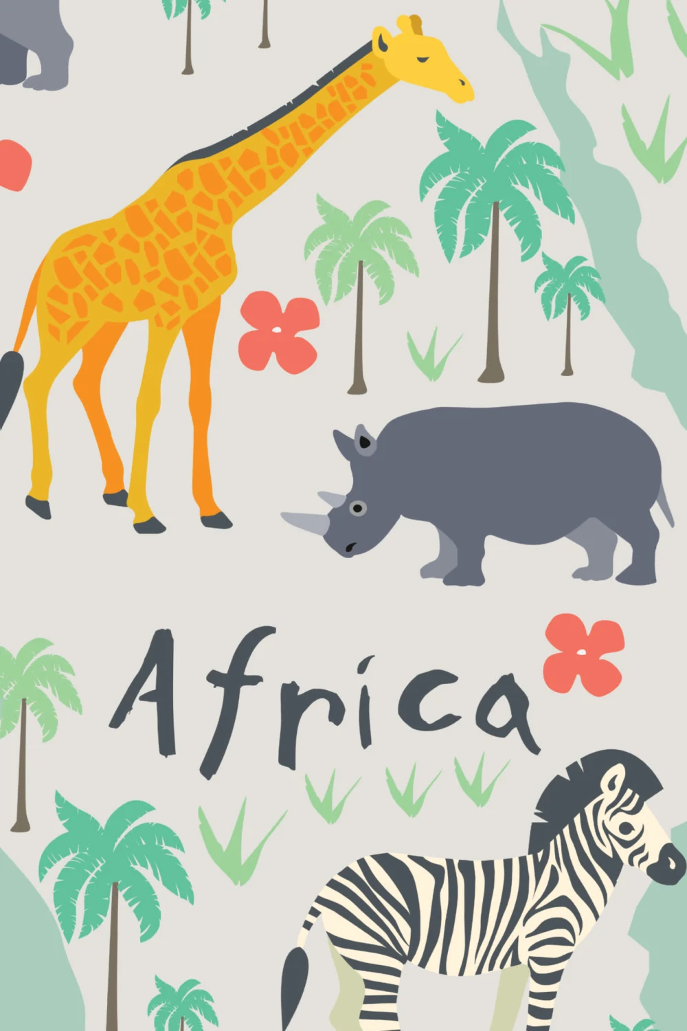 Safari Kids Map Wallpaper Mural
