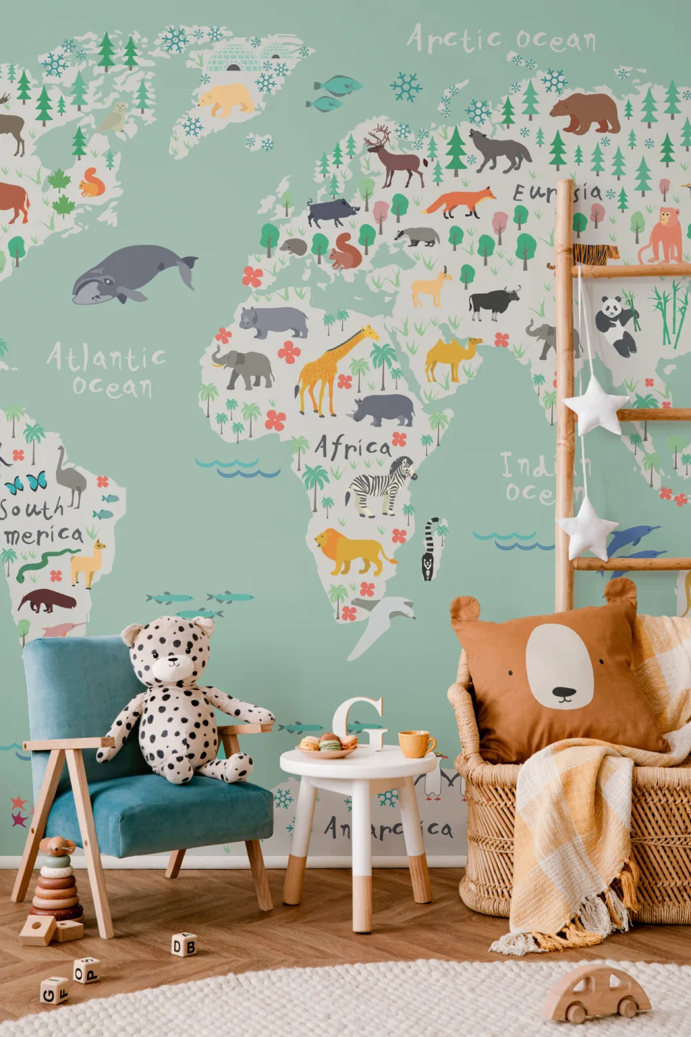 Safari Kids Map Wallpaper Mural