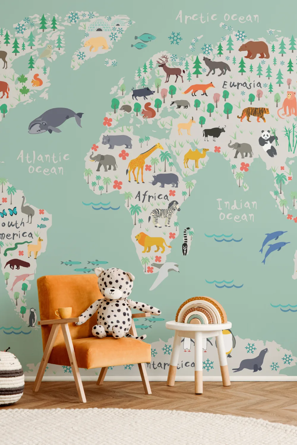 Safari Kids Map Wallpaper Mural