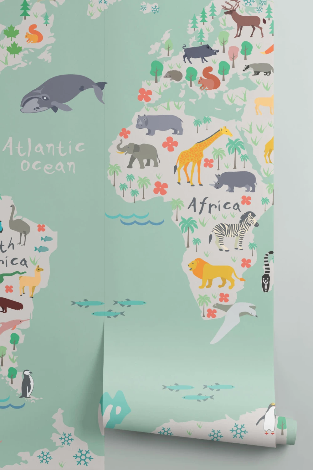Safari Kids Map Wallpaper Mural