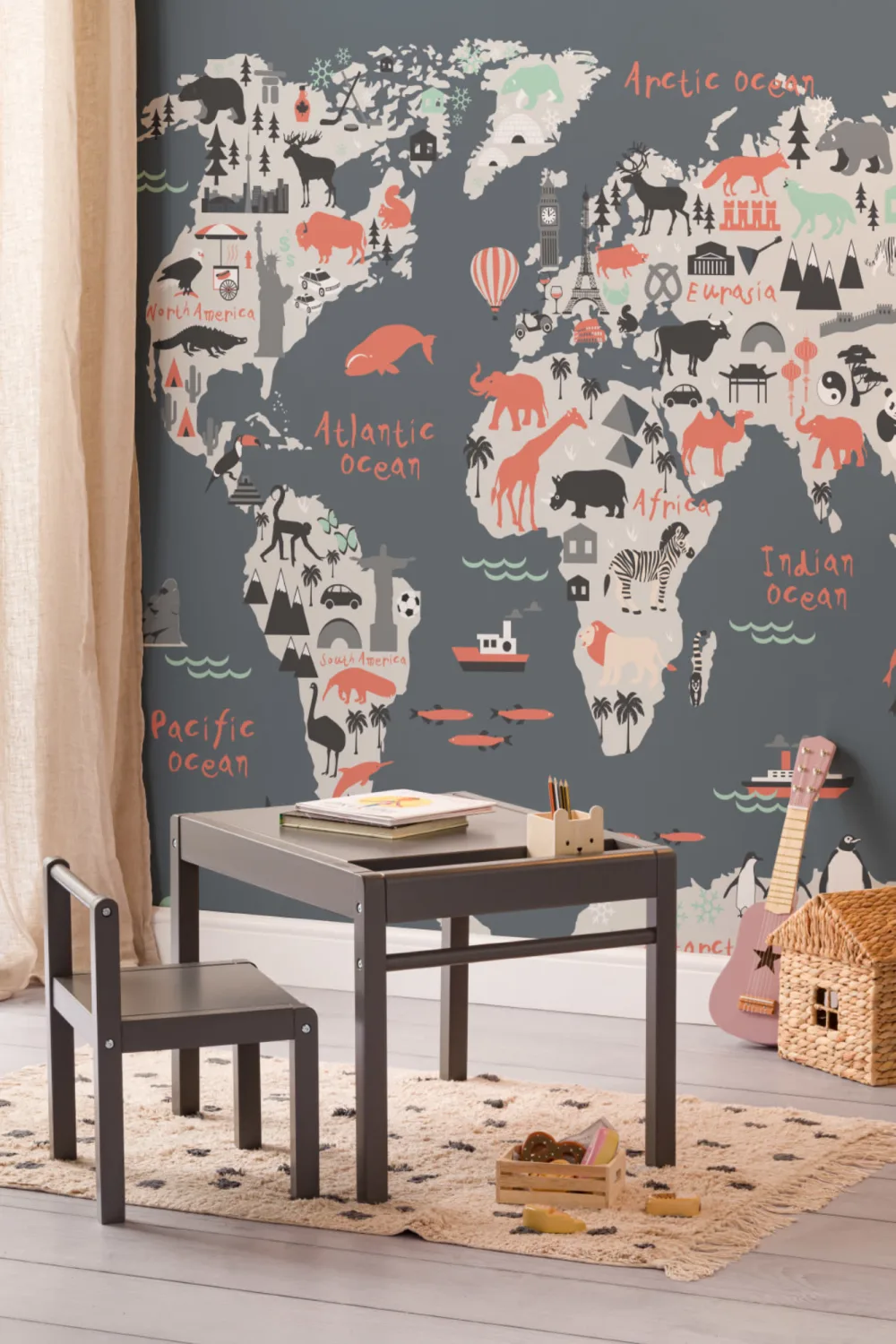 Landmark Kids Map Wallpaper Mural
