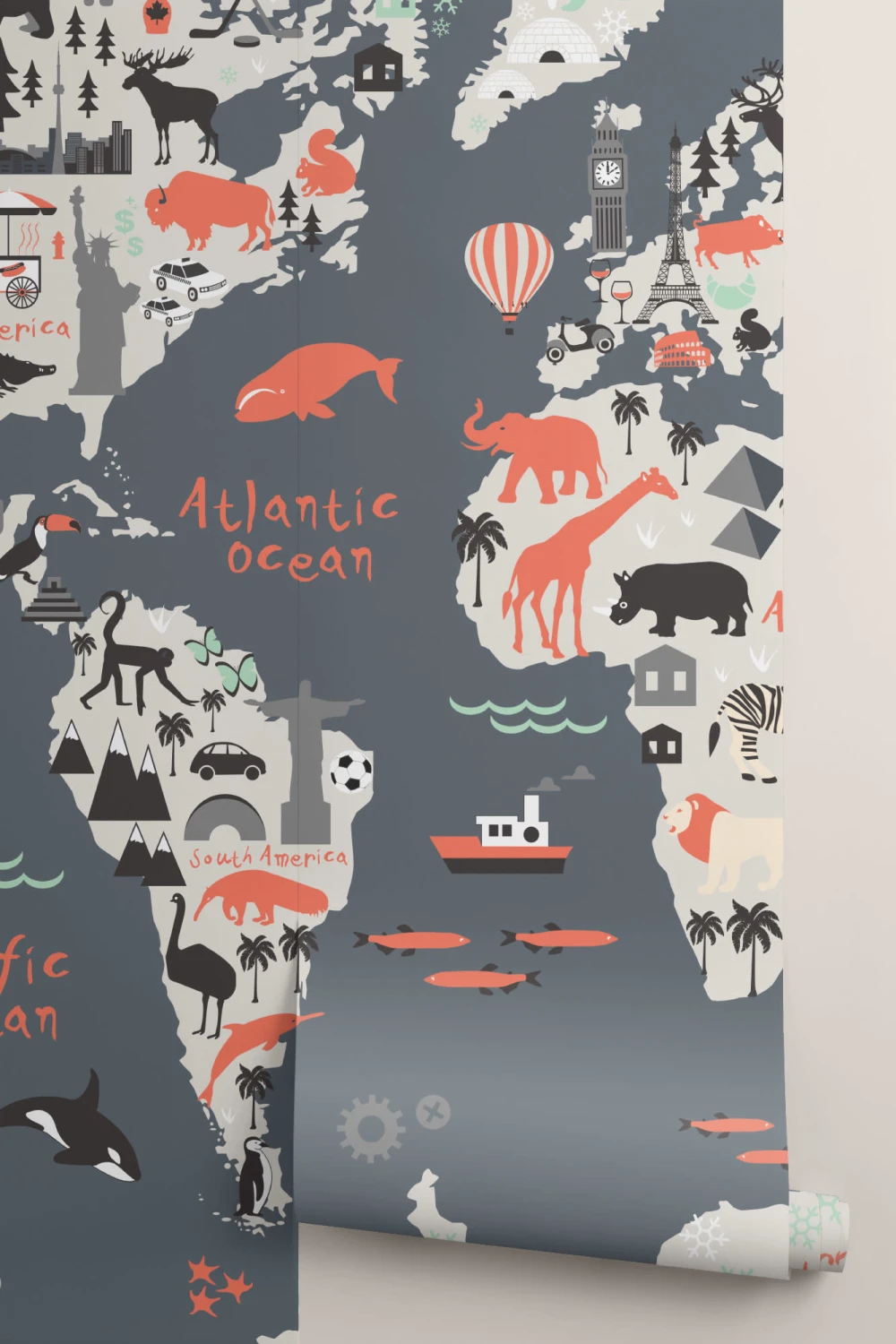 Landmark Kids Map Wallpaper Mural