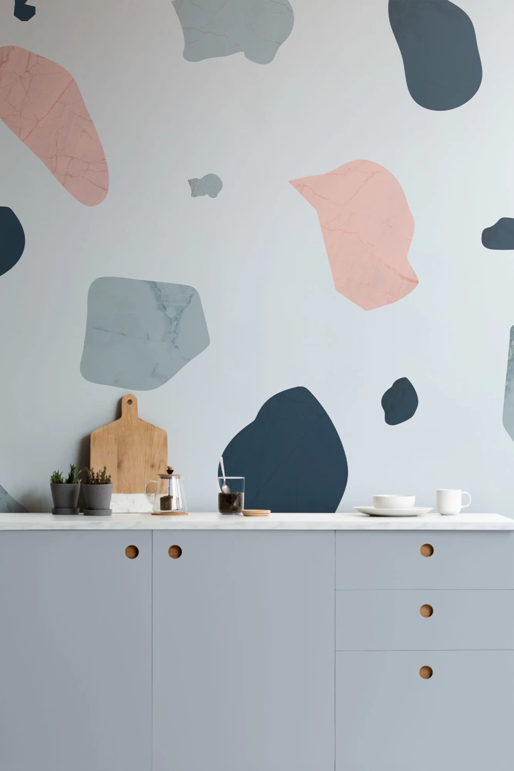 Pink & Blue Terrazzo Wallpaper Mural